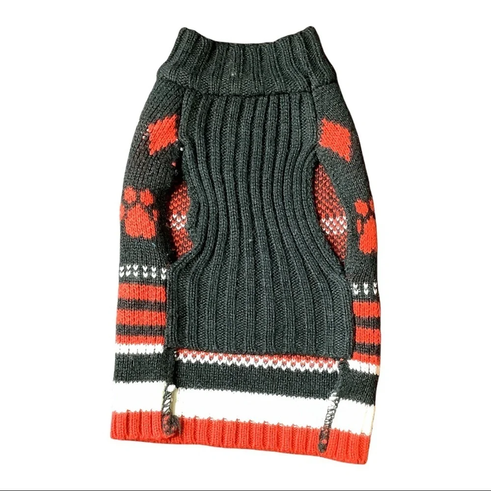 Paw Print Striped Doggy Sweater